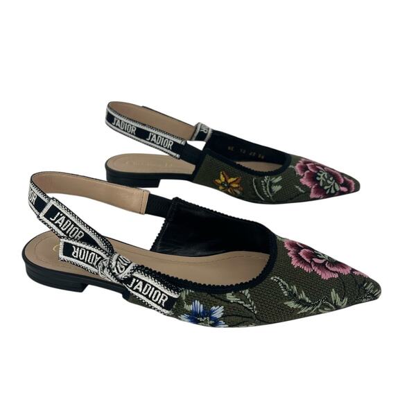 Christian Dior J'adior Embroidered Floral Sling Back Flats - Picture 6 of 14